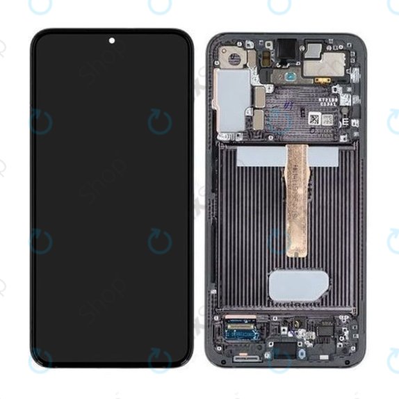 Samsung Galaxy S22 Plus S906B - LCD Kijelző + Érintőüveg + Keret (Phantom Black) - GH82-27500A, GH82-27501A Genuine Service Pack