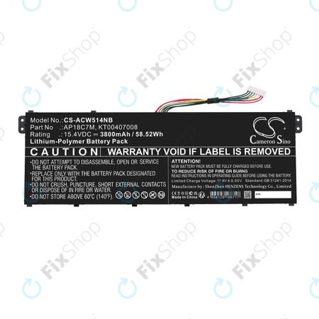 Akkumulátor Acer ConceptD 3, Spin 5, Swift 3, 5, X, Travelmate Spin P4, 3800mAh, Li-Pol, 15.4V, AP18C7M, HQ