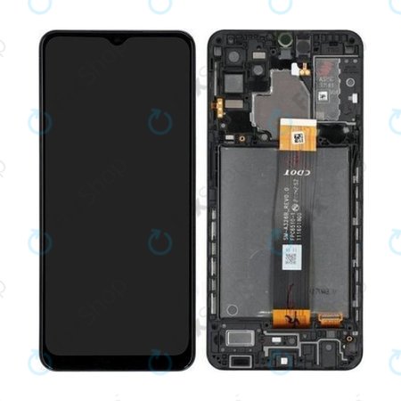 Samsung Galaxy A32 5G A326B - LCD Kijelző + Érintőüveg + Keret (Awesome Black) - GH82-25121A, GH82-25122A Genuine Service Pack