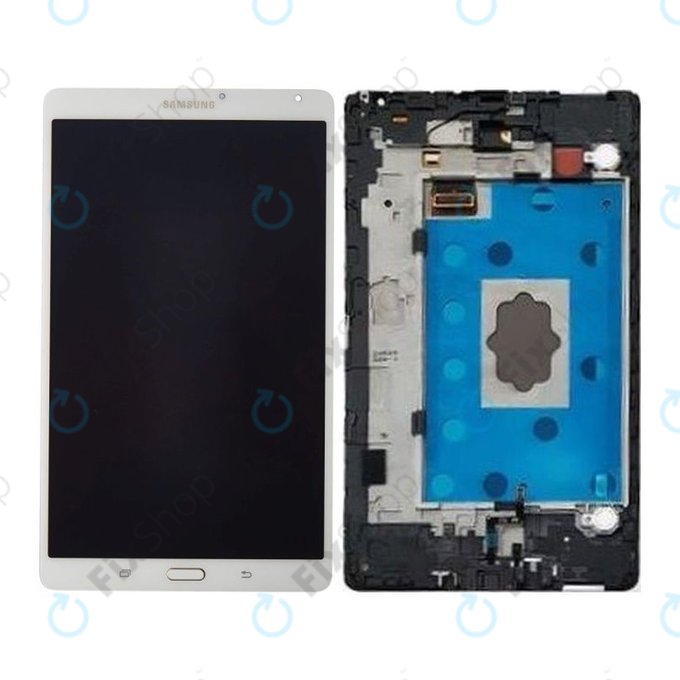 Samsung Galaxy Tab S 8.4 T700 - LCD Kijelző + Érintőüveg + Keret (Dazzling White) - GH97-16047A Genuine Service Pack