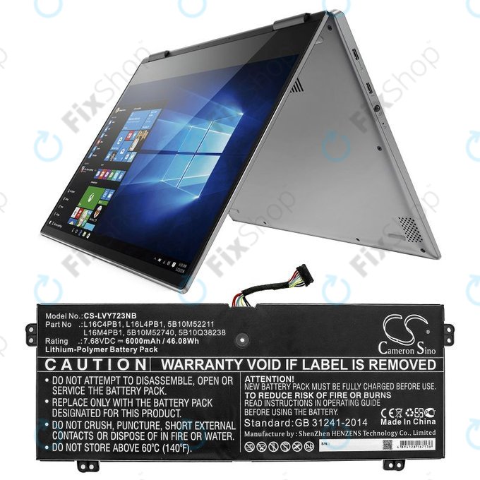 Töltő Lenovo Yoga 720-13, 730-13, 6000mAh, Li-Pol, 7.68V, L16L4PB1, HQ