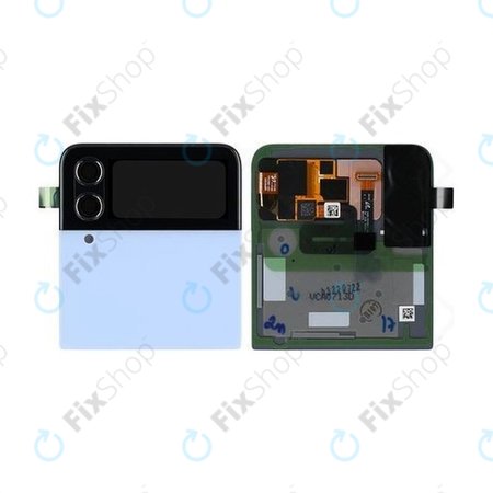 Samsung Galaxy Z Flip 4 F721B - LCD Kijelző + Érintőüveg + Keret (Külső) (Blue) - GH97-27947D Genuine Service Pack