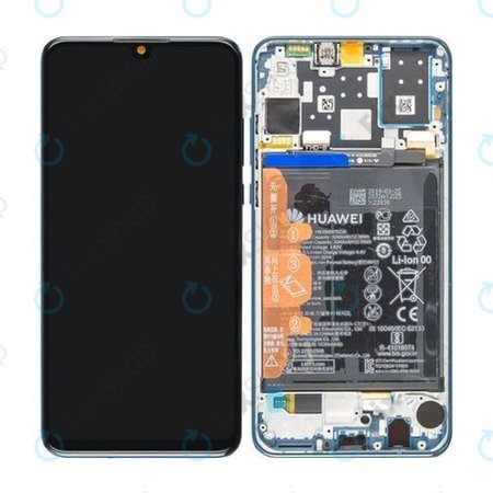 Huawei P30 Lite - LCD Kijelző + Érintőüveg + Keret + Akkumulátor (Peacock Blue) - 02352RQA Genuine Service Pack