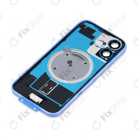Apple iPhone 16 - Hátsó üveg + Kamera lencse + Fémlemez + Magsafe mágnes (Ultramarine)