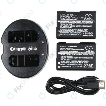 2 db Akkumulátor töltővelNikon Coolpix P7000, P7700, D3100, D3200, D5100, 1030mAh, Li-Ion, 7.4V, EN-EL14, HQ