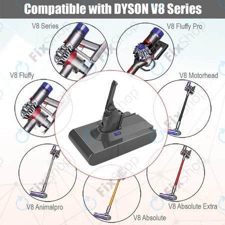 Dyson V8 - Akkumulátor 215681, PM8-US-HFB1497A Li-Ion 21.6V 3000mAh