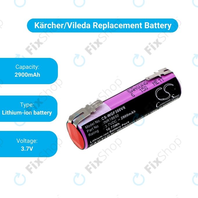 Karcher WV1, WV2, WV2 Plus, WV2 Premium, WV50 Plus, WV70 Plus - Akkumulátor INR18650 Li-Lon 3.7V 2900mAh HQ
