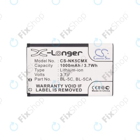 Nokia 1000, 2000, 3000, 6000, 7000, C, N, X-series, Asha 230, MD-12 - Akkumulátor BL-5C, BL-5CA 1000mAh HQ