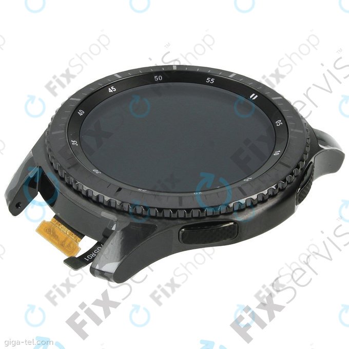 Samsung Gear S3 Frontier R760, R765 - LCD Kijelző + Érintőüveg + Keret (Space Gray) - GH97-19658A Genuine Service Pack