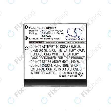 Akkumulátor Casio Exilim Ex-FC100, 1100mAh, Li-Ion, 3.7V, NP-40, HQ