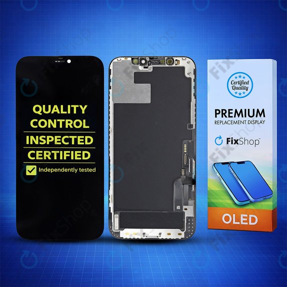Kijelző Hard OLED iPhone 12, 12 Pro, Érintőüveg kerettel, FixPremium