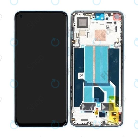 OnePlus Nord 2 5G - LCD Kijelző + Érintőüveg + Keret (Blue Haze) - 2011100359 Genuine Service Pack