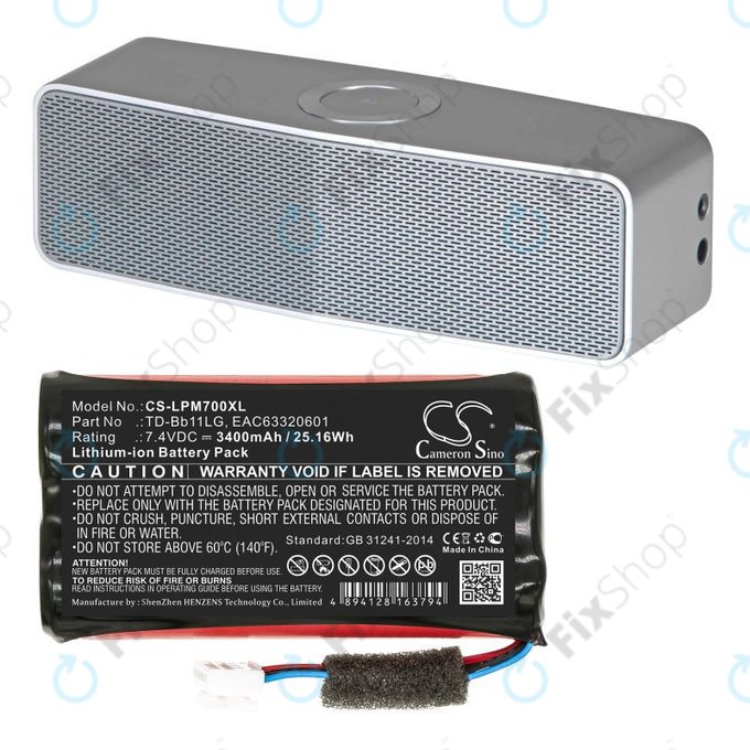 Akkumulátor LG Music Flow P7, Xboom Go PK7, 3400mAh, Li-Ion, 7.4V, TD-Bb11LG, HQ