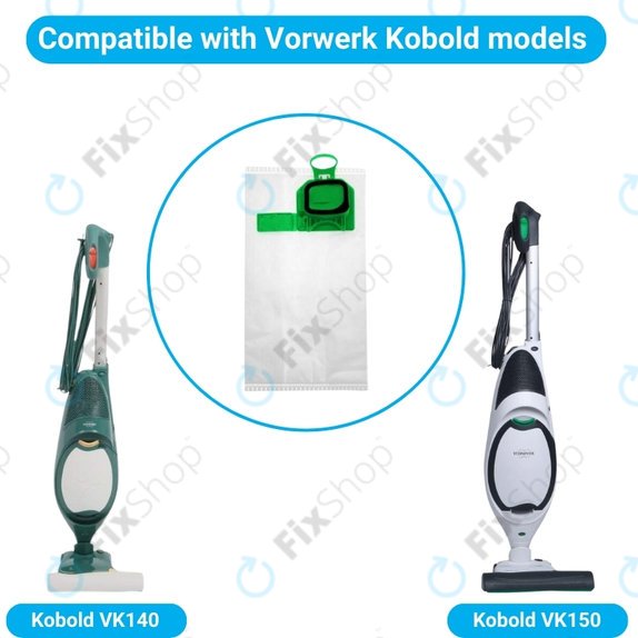 Porzsák FP140, 2 db Vorwerk Kobold VK140, VK150