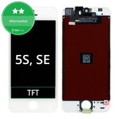 Kijelző iPhone 5S, SE, White, Érintőüveg kerettel