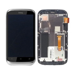 HTC Desire X - LDC Kijelző + Érintőüveg + Keret (Ezüst)