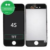 Kijelző iPhone 4S, Black, Érintőüveg kerettel