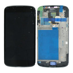 LG Nexus 4 E960 - LCD Kijelző + Érintőüveg + Keret (Black) TFT