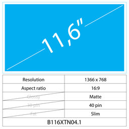 11.6 LCD Slim Matt 40 pin HD