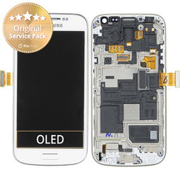 Samsung Galaxy S4 Mini i9195 - LCD Kijelző + Érintőüveg + Keret (White Frost) - GH97-14766B Genuine Service Pack