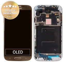 Samsung Galaxy S4 i9506 LTE - LCD Kijelző + Érintőüveg + Keret (Brown) - GH97-15202E Genuine Service Pack