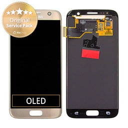 Samsung Galaxy S7 G930F - LCD Kijelző + Érintőüveg (Gold) - GH97-18523C, GH97-18761C, GH97-18757C Genuine Service Pack