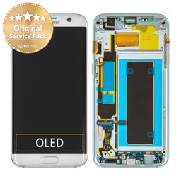 Samsung Galaxy S7 Edge G935F - LCD Kijelző + Érintőüveg + Keret (Silver) - GH97-18533B, GH97-18594B, GH97-18767B Genuine Service Pack