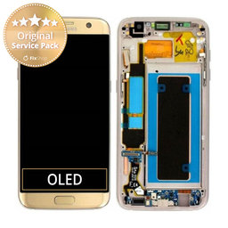 Samsung Galaxy S7 Edge G935F - LCD Kijelző + Érintőüveg + Keret (Gold) - GH97-18533C, GH97-18594C, GH97-18767C Genuine Service Pack