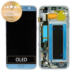 Samsung Galaxy S7 Edge G935F - LCD Kijelző + Érintőüveg + Keret (Coral Blue) - GH97-18533G, GH97-18594G, GH97-18767G Genuine Service Pack