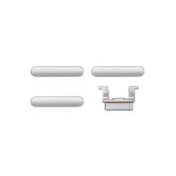 Apple iPhone 8, SE (2020), SE (2022) - Hangerő + Bekapcsolás + Néma Üzemmód Gombok Szett (Silver, White)