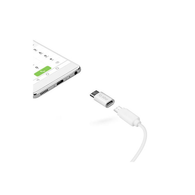 SBS - Adapter Micro-USB / USB-C, fehér