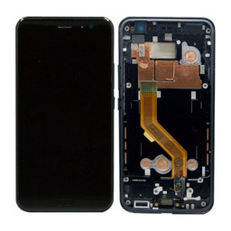 HTC U11 - LCD Kijelző + Érintőüveg + Keret (Brilliant Black) - 80H02105-01 Genuine Service Pack