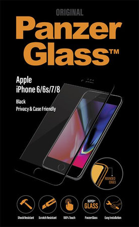 PanzerGlass - Üvegbarát edzett üveg iPhone 8/7/6s/6 adatvédelemhez, fekete