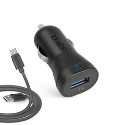 SBS - Autó Töltő USB + Kábel USB / Micro-USB, fekete