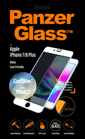 PanzerGlass - edzett üveg-adatvédelem, CaseFriendly, CamSlider iPhone 8/7 Plus, fehér