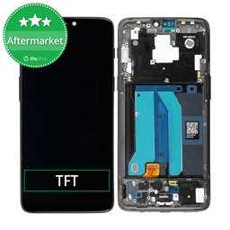 OnePlus 6 - LCD Kijelző + Érintőüveg + Keret (Midnight Black) TFT