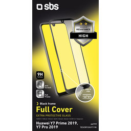 SBS - Edzett Üveg Full Cover - Huawei Y7 2019, Y7 Prime 2019, Y7 Pro 2019, fekete