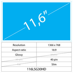 11.6 LCD Slim Fényes 40 pin HD