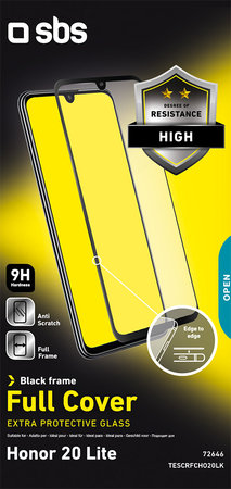 SBS - Edzett Üveg Full Cover - Honor 20 Lite, fekete