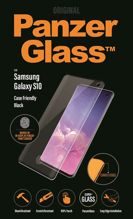 PanzerGlass - Edzett Üveg Case Friendly - Samsung Galaxy S10, Fingerprint komp., black