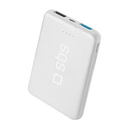 SBS - PowerBank 5000 mAh - 2x USB, Micro-USB, fehér