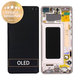 Samsung Galaxy S10 Plus G975F - LCD Kijelző + Érintőüveg + Keret (Flamingo Pink) - GH82-18849D, GH82-18834D Genuine Service Pack