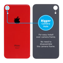 Apple iPhone XR - Hátsó Ház Üveg Nagyobb Kamera Nyílással (Red)