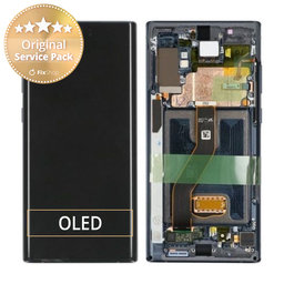 Samsung Galaxy Note 10 Plus - LCD Kijelző + Érintőüveg + Keret (Aura Black) - GH82-20838A, G82-20900A Genuine Service Pack