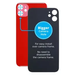 Apple iPhone 11 - Hátsó Ház Üveg Nagyobb Kamera Nyílással (Red)