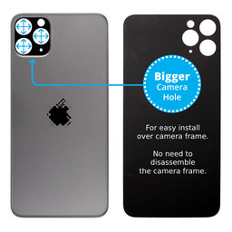 Apple iPhone 11 Pro - Hátsó Ház Üveg Nagyobb Kamera Nyílással (Space Gray)