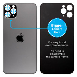 Apple iPhone 11 Pro Max - Hátsó Ház Üveg Nagyobb Kamera Nyílással (Space Gray)
