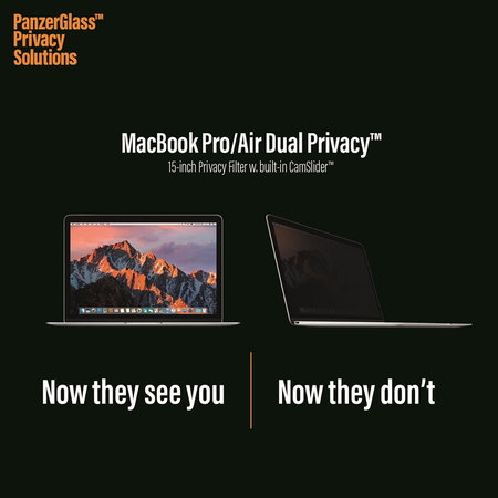 PanzerGlass - edzett üveg kettős adatvédelem 15 '' a MacBook Pro számára, fekete
