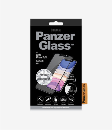 PanzerGlass - edzett üvegtokban barátságos CamSlider Swarovski iPhone 11 / XR készülékhez, fekete