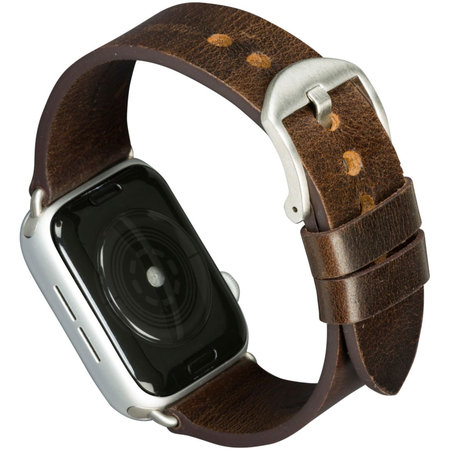 MODE - Bornholm karkötő az Apple Watch-hoz, 44 mm, sötétbarna / ezüst